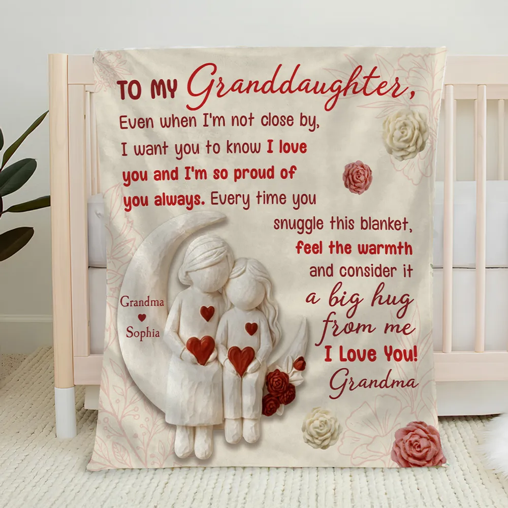 To My Granddaughter Custom Fleece Blanket, Heartfelt I Love You Message & Cute Figurine Art, Unique Keepsake Gift - Image 6