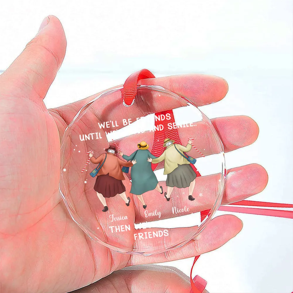 Personalized Crystal Ornament for Best Friends β Funny Old-Lady Design, Festive Tree Decor & Unique Friendship Gift - Image 2
