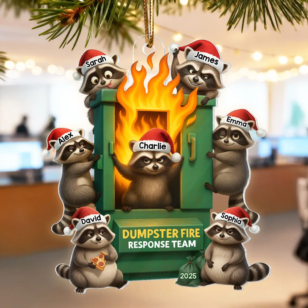 Personalized Acrylic Ornament with Raccoon Dumpster Fire Response Team, Funny Christmas Tree Decor, Unique Gift for Friends & Coworkers - Image 5