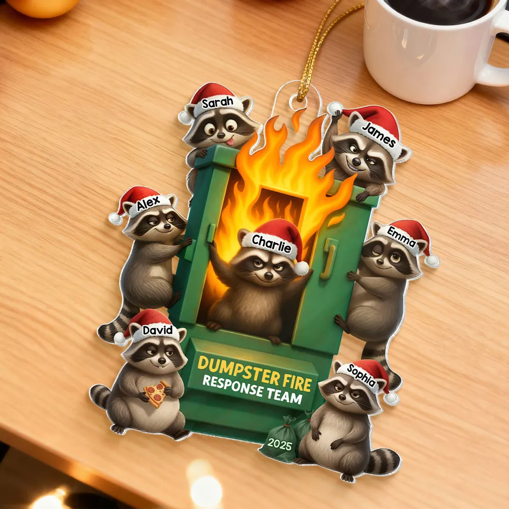 Personalized Acrylic Ornament with Raccoon Dumpster Fire Response Team, Funny Christmas Tree Decor, Unique Gift for Friends & Coworkers - Image 7