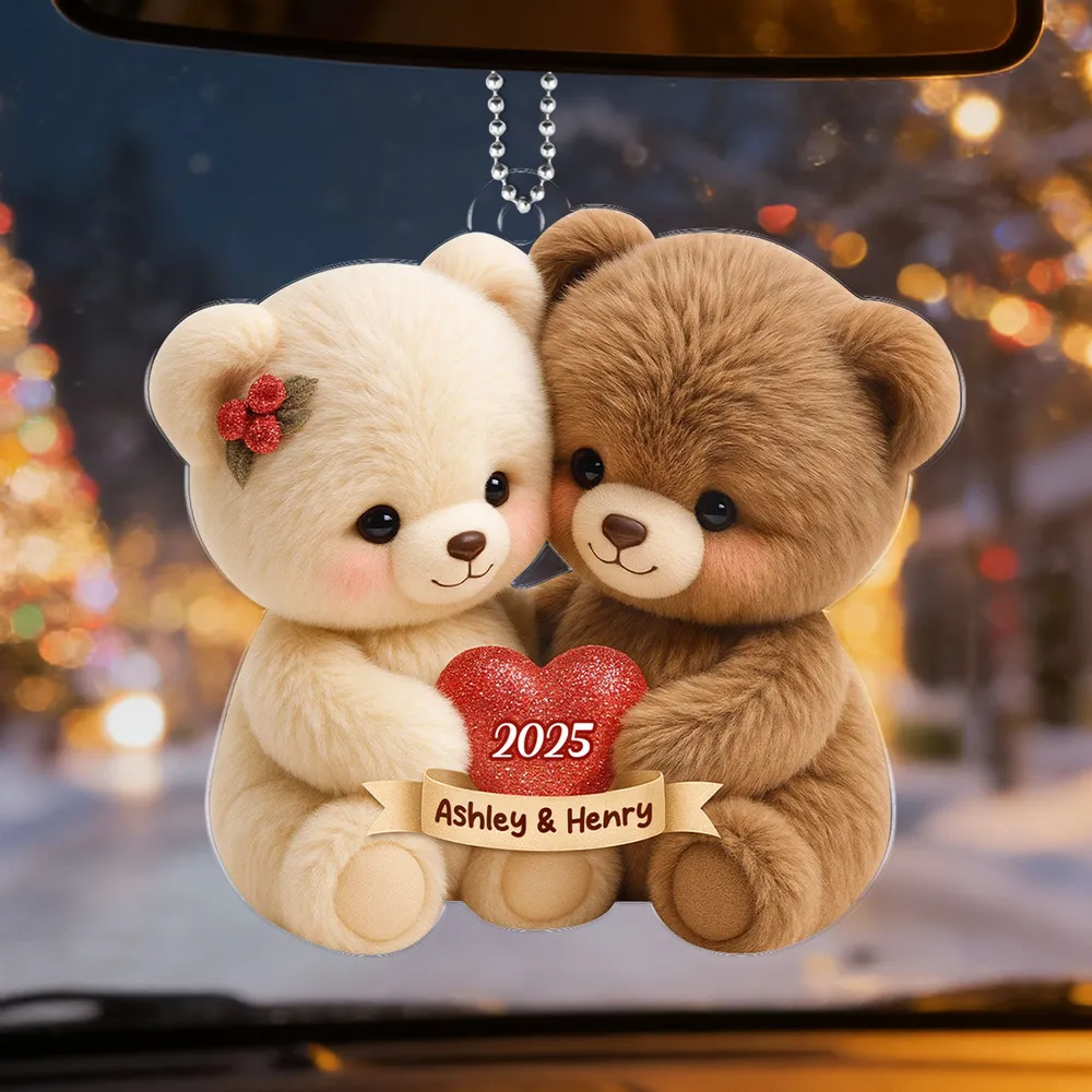 Personalized Acrylic Light Box with Hugging Bear Couple, Soft Warm Glow Bedroom Lamp, Unique Romantic Gift for Couples - Image 7