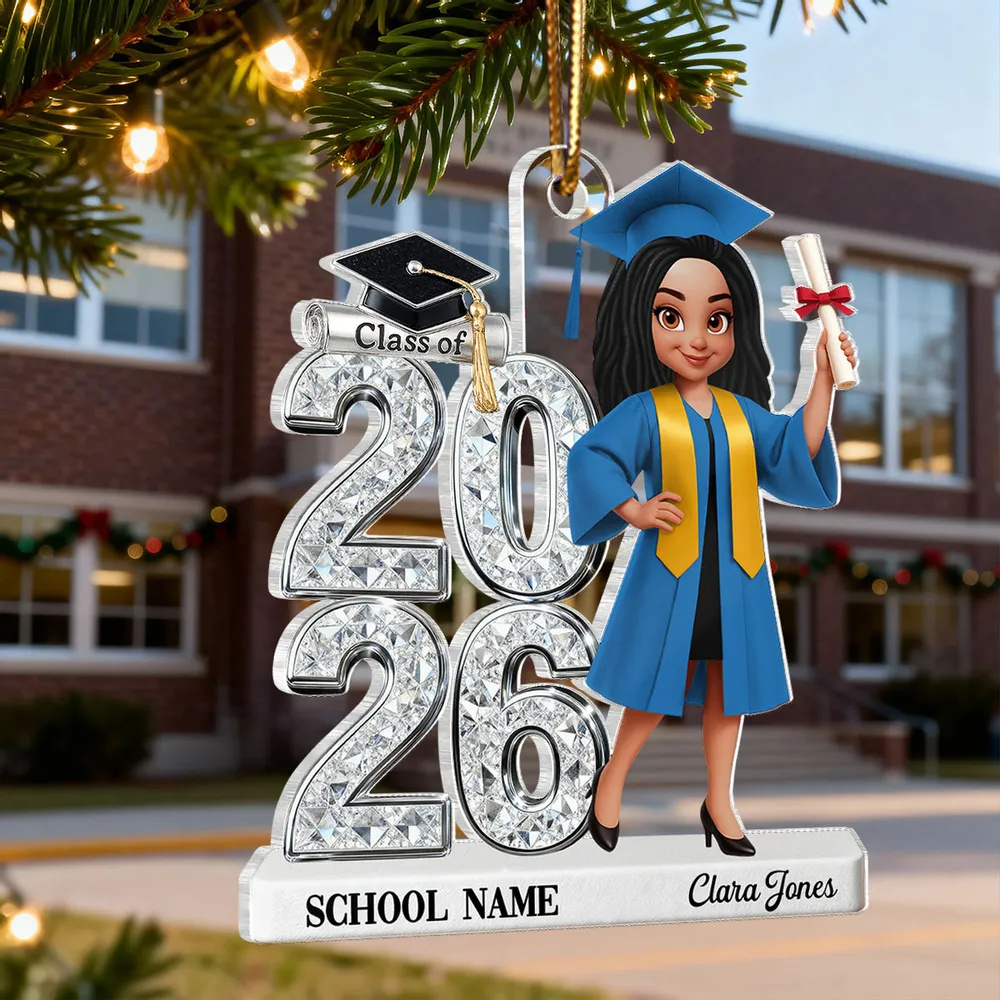 Personalized Acrylic Ornament Class Of 2025 Graduate Girl – Custom School Name Keepsake, Unique Gift For Daughter Or Son - Image 2
