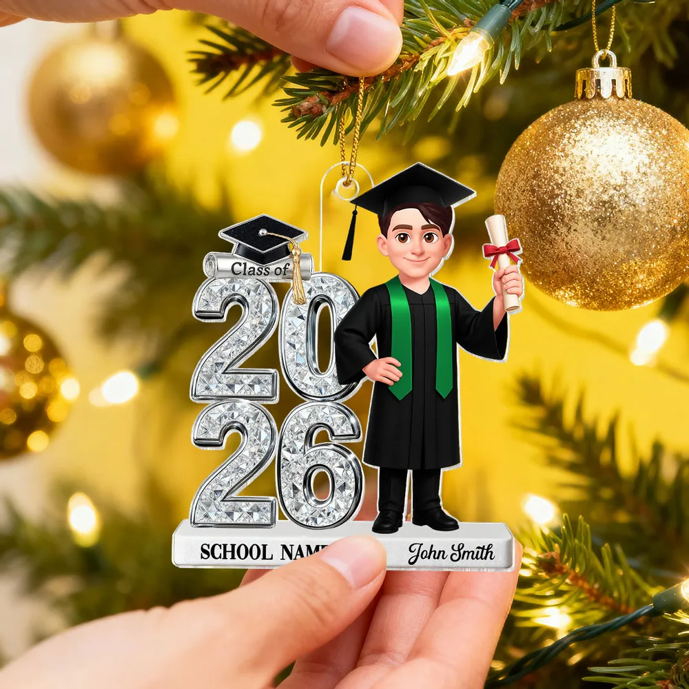 Personalized Acrylic Ornament Class Of 2025 Graduate Girl – Custom School Name Keepsake, Unique Gift For Daughter Or Son - Image 5