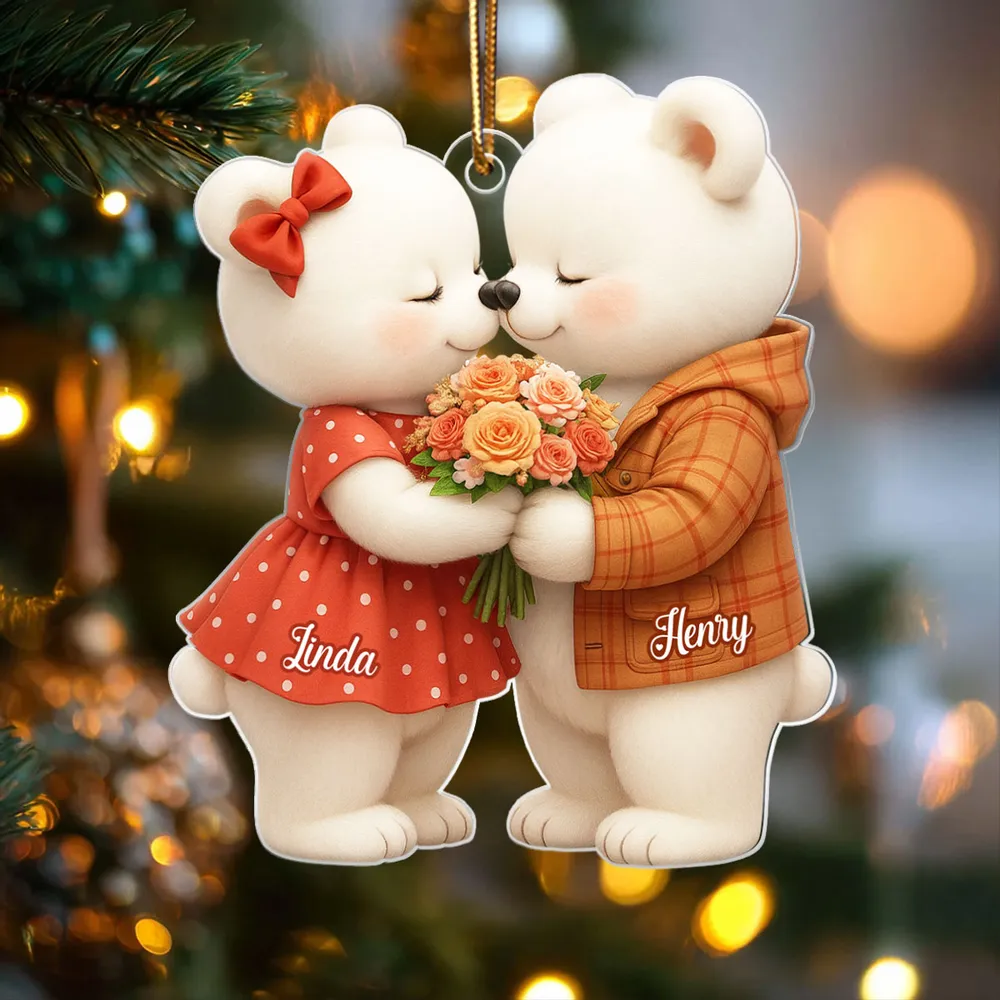 Personalized Acrylic Car Hanger with Kissing Bear Couple – Cute Romantic Car Mirror Decor & Unique Gift for Couples - Image 7
