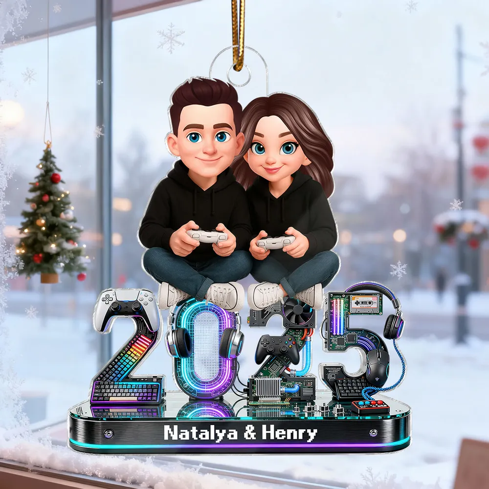 Personalized Gaming Couple Acrylic Ornament Christmas Decor, Cute Gamer Couple Keepsake, Unique Gift for Boyfriend or Girlfriend - Image 6