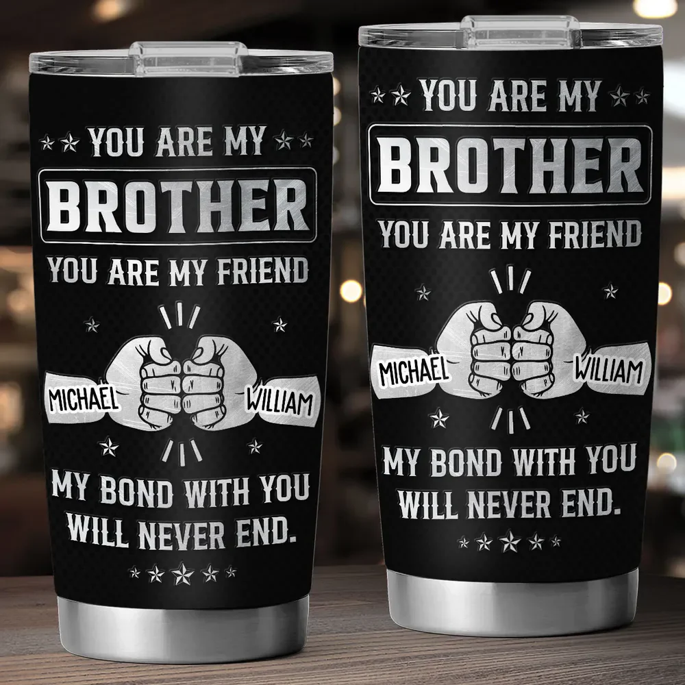 Personalized Brother Insulated Travel Tumbler, Meaningful Bond Quote Gift for Brothers, Custom Name Stainless Steel Cup - Image 2