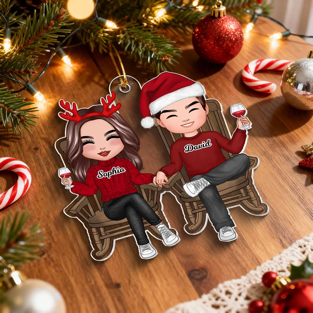Personalized Couple Acrylic Car Hanger, Cute Sitting Together Christmas Mirror Decor, Unique Gift for Him or Her - Image 8