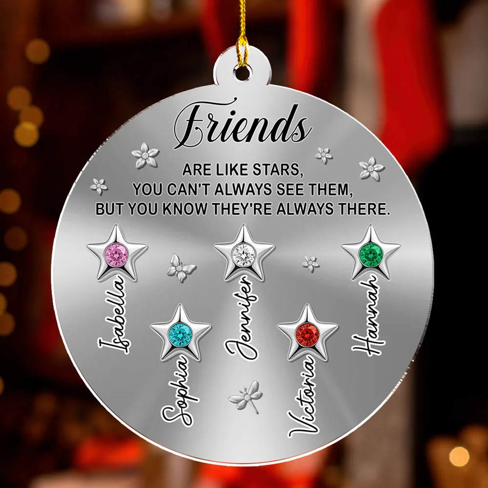 Personalized Sisters Acrylic Ornament with Star Design, Sparkly Birthstone Look, Holiday Decor, Creative Sister Gift - Image 4