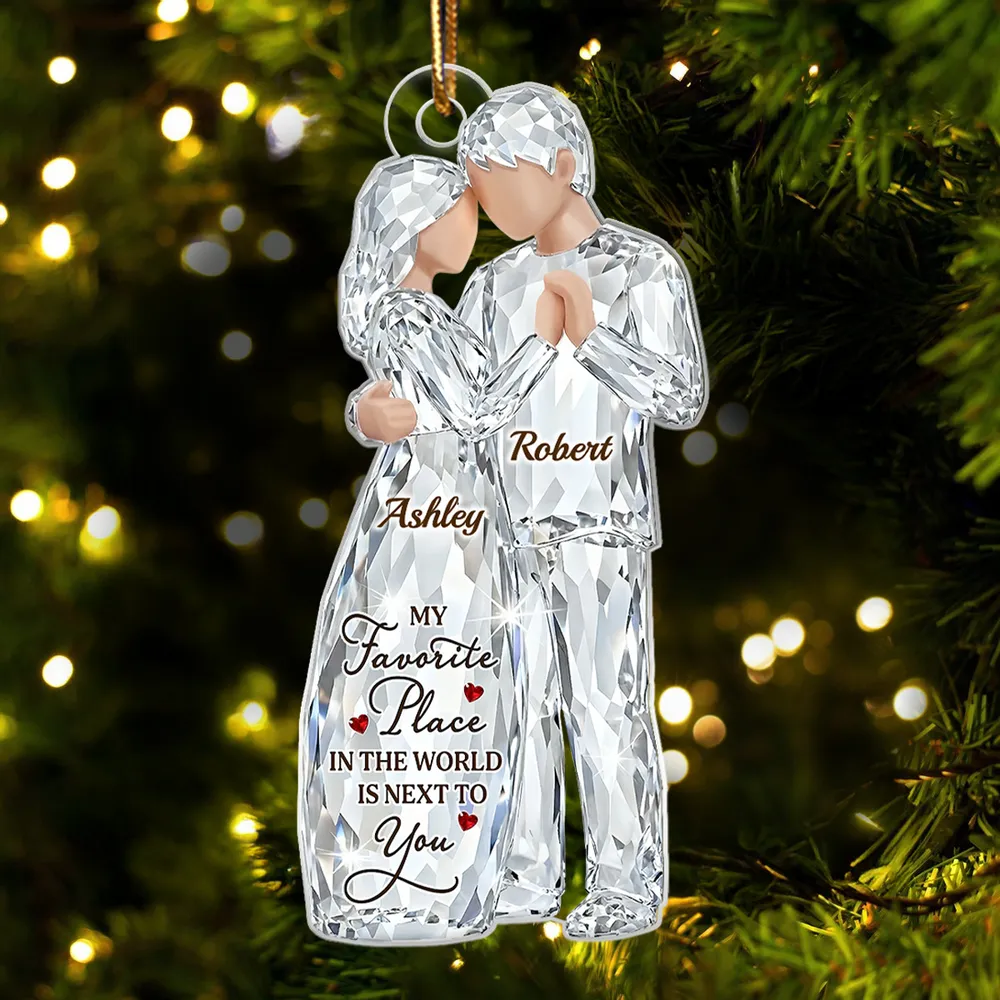 Custom Couple Acrylic Ornament – Sparkling Crystal Look Hugging Lovers, Heartfelt You'll Forever Be My Always Message, Unique Gift for Him or Her - Image 5