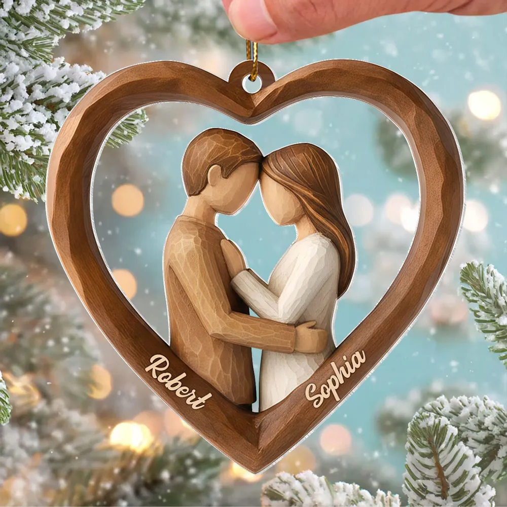 Custom Couple Heart Acrylic Ornament – Unique Hanging Decoration for Romantic Holidays, Anniversaries and Everyday Love Gifts - Image 3