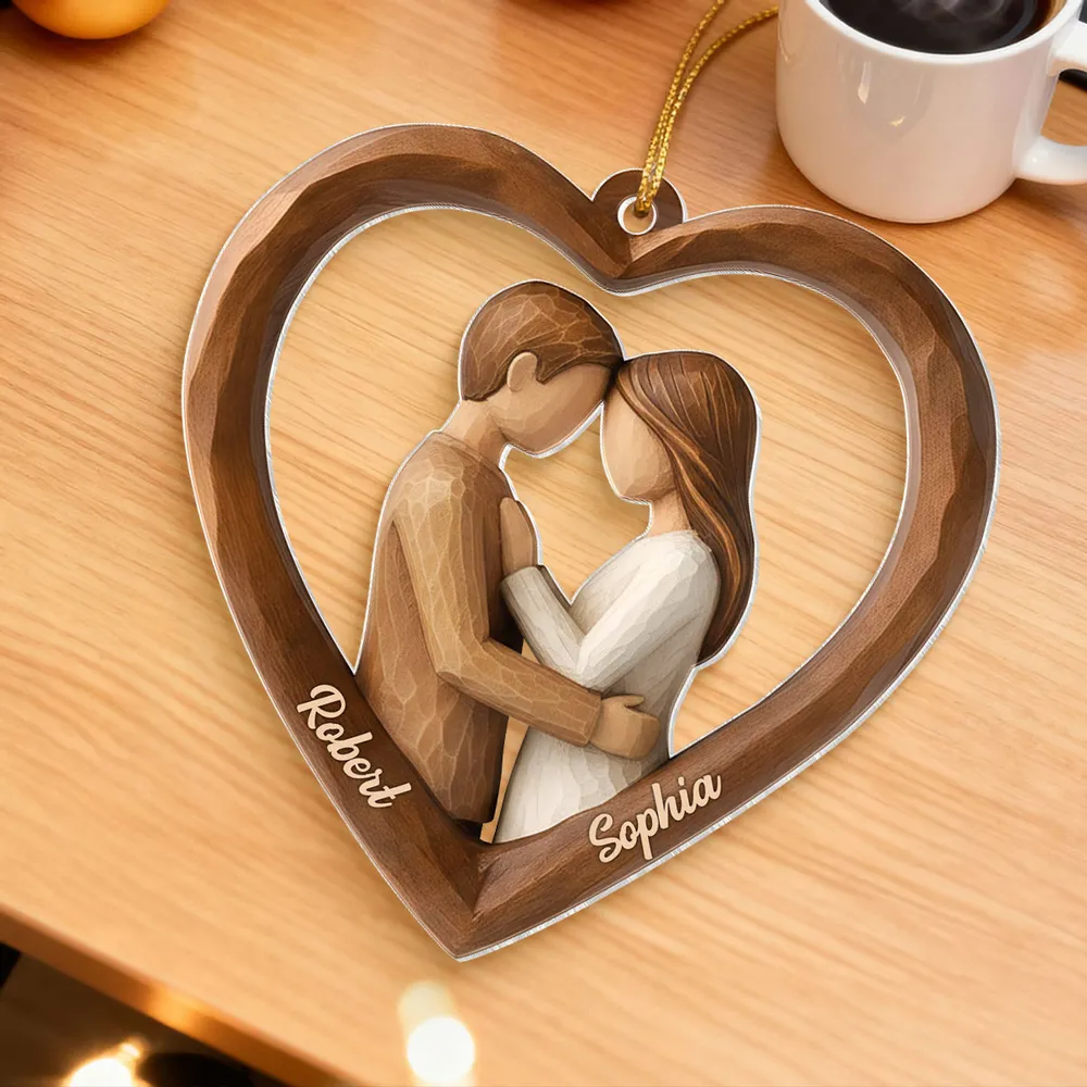 Custom Couple Heart Acrylic Ornament – Unique Hanging Decoration for Romantic Holidays, Anniversaries and Everyday Love Gifts - Image 5