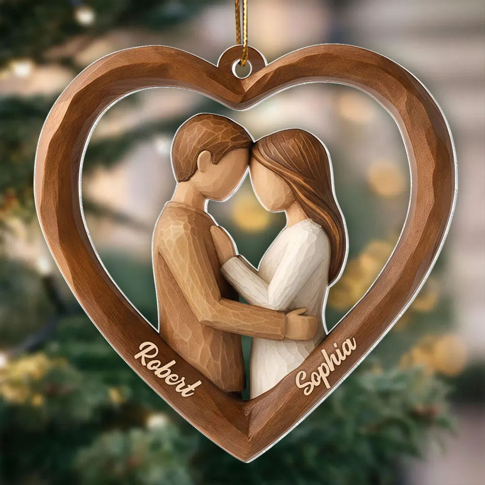 Custom Couple Heart Acrylic Ornament – Unique Hanging Decoration for Romantic Holidays, Anniversaries and Everyday Love Gifts - Image 9
