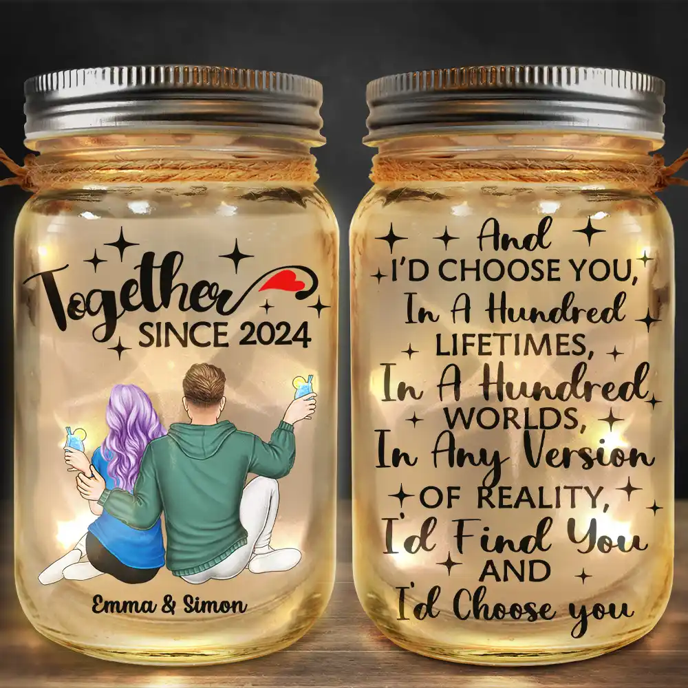 Personalized Glass Mason Jar Light for Couples, Together Since Quote, Cozy Nightstand Decor, Unique Gift - Image 2