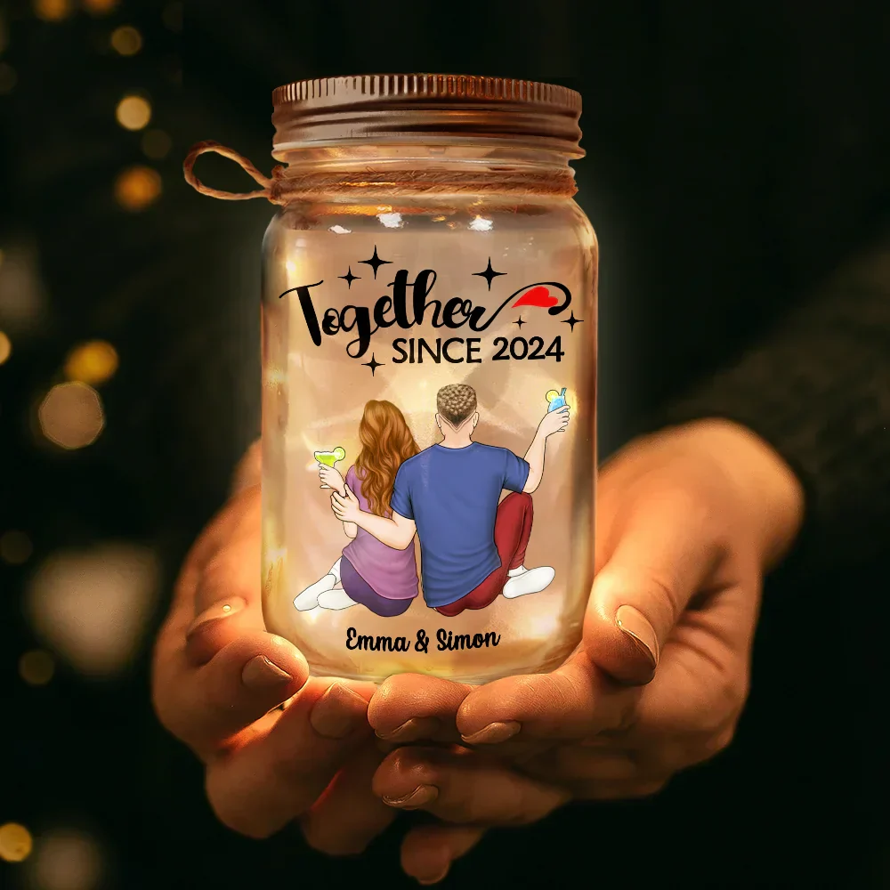 Personalized Glass Mason Jar Light for Couples, Together Since Quote, Cozy Nightstand Decor, Unique Gift - Image 3