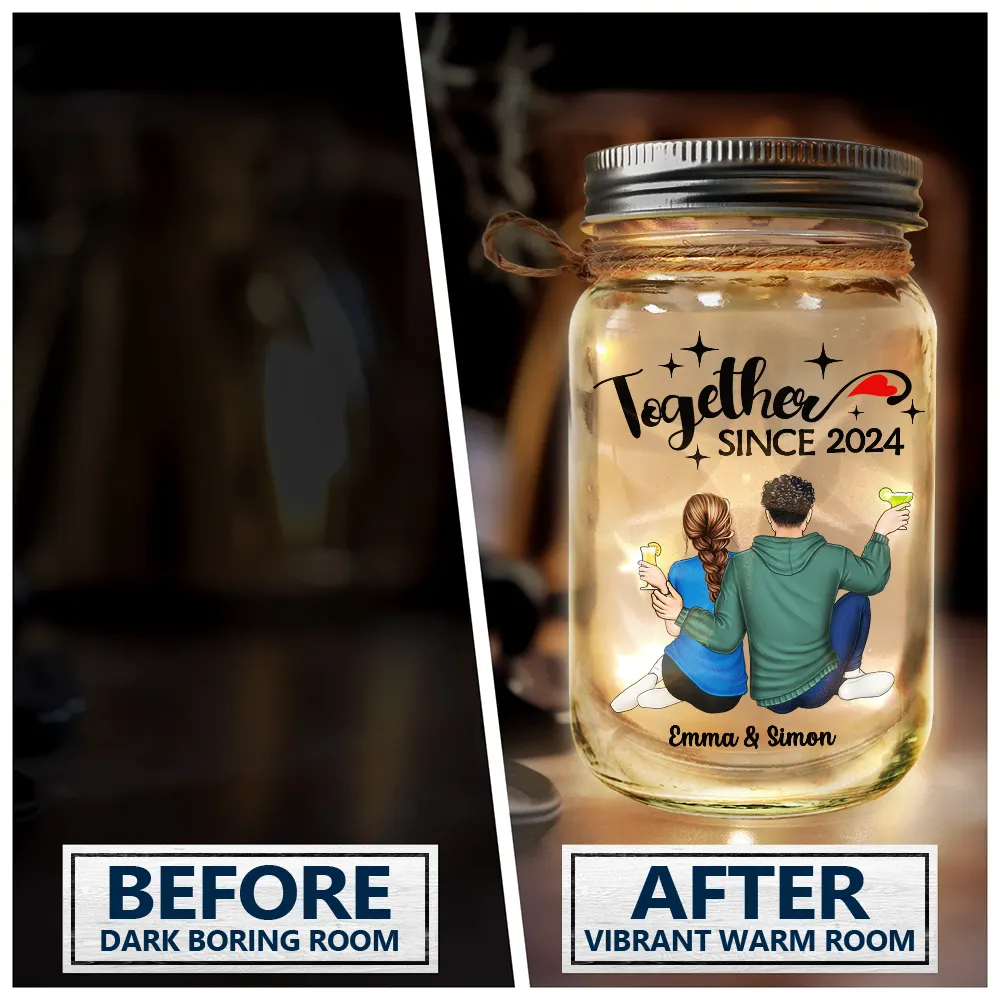 Personalized Glass Mason Jar Light for Couples, Together Since Quote, Cozy Nightstand Decor, Unique Gift - Image 6