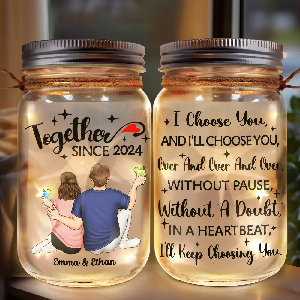 Personalized Glass Mason Jar Light for Couples, Together Since Quote, Cozy Nightstand Decor, Unique Gift - Image 7
