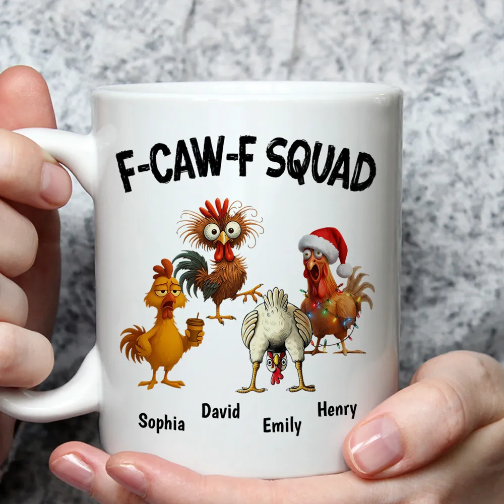 Personalized Chicken Squad Mug with Custom Names – Funny Office Team Coffee Cup Gift - Image 2