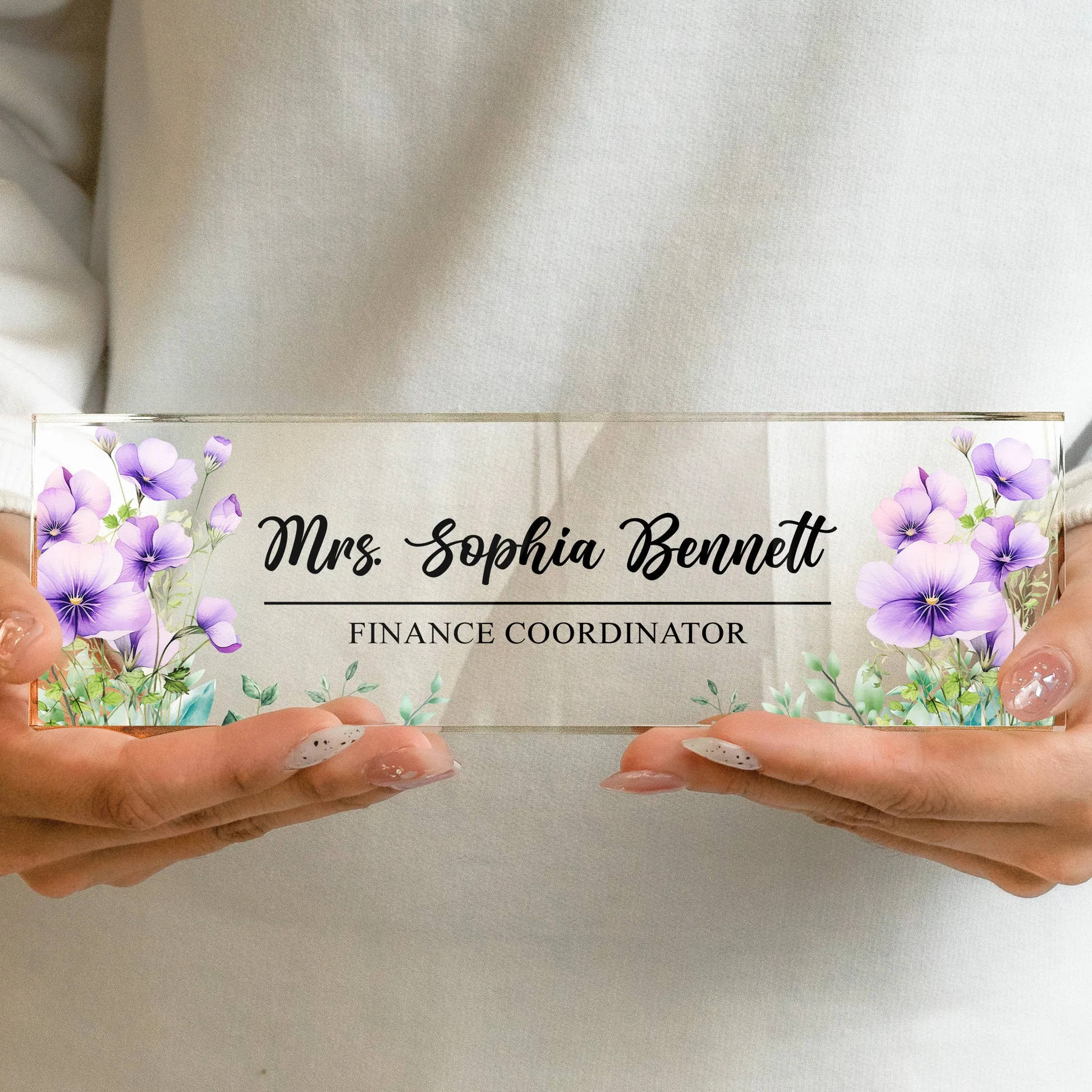 Personalized Rectangle Acrylic Block Plaque With Birth Flower Style Desk Decor, Unique Thank You Gift For Teacher Or Coworker - Image 3