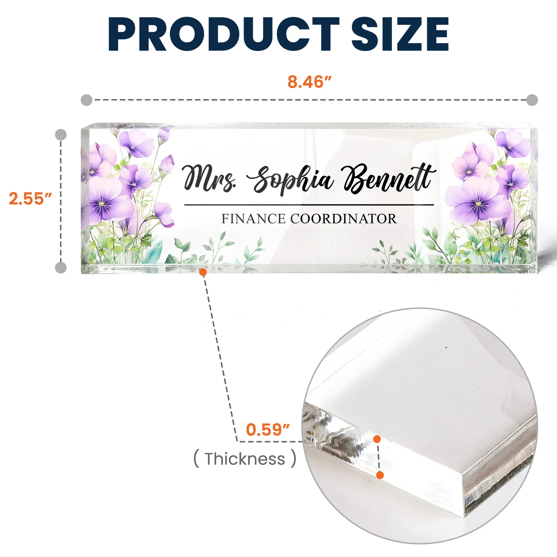 Personalized Rectangle Acrylic Block Plaque With Birth Flower Style Desk Decor, Unique Thank You Gift For Teacher Or Coworker - Image 4