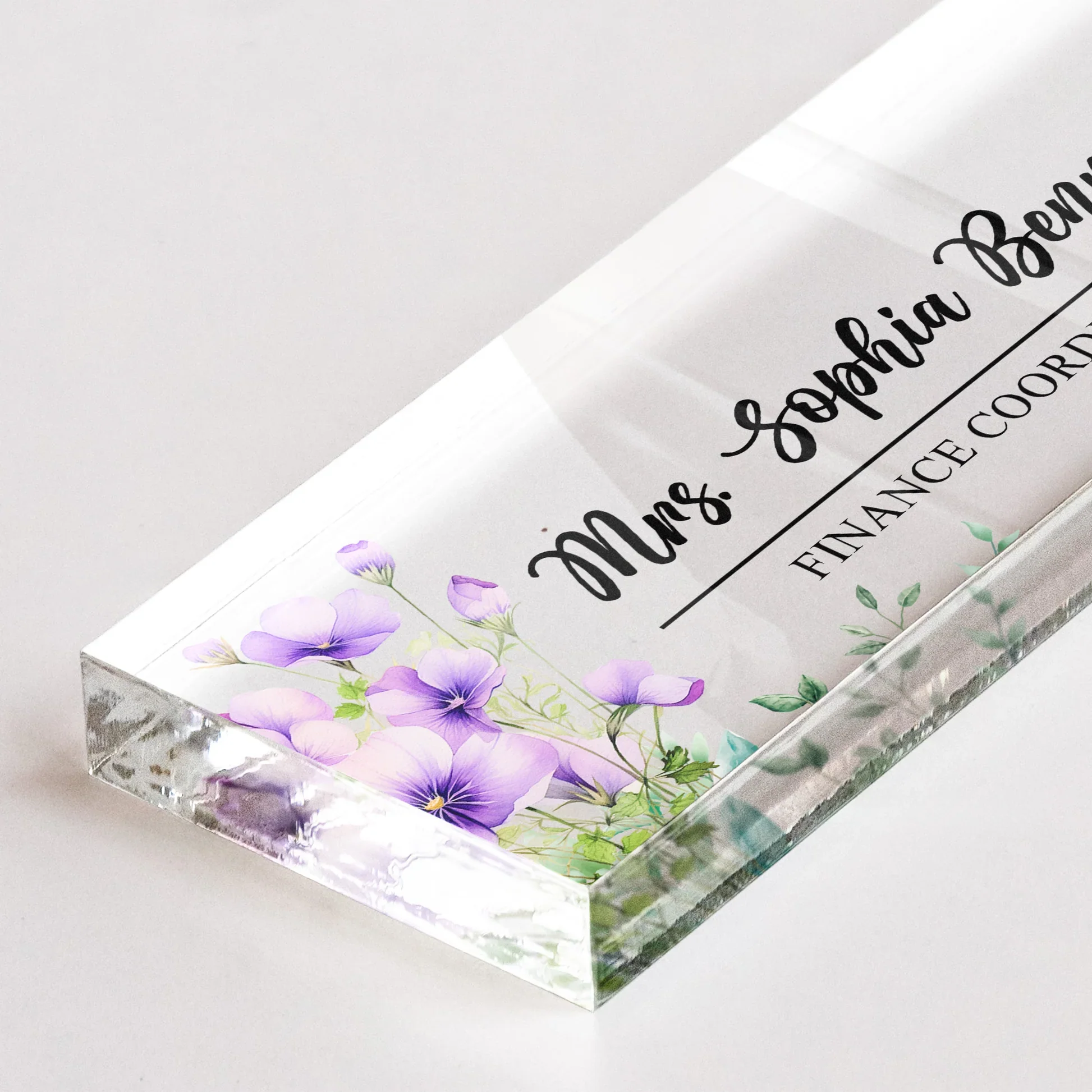 Personalized Rectangle Acrylic Block Plaque With Birth Flower Style Desk Decor, Unique Thank You Gift For Teacher Or Coworker - Image 5