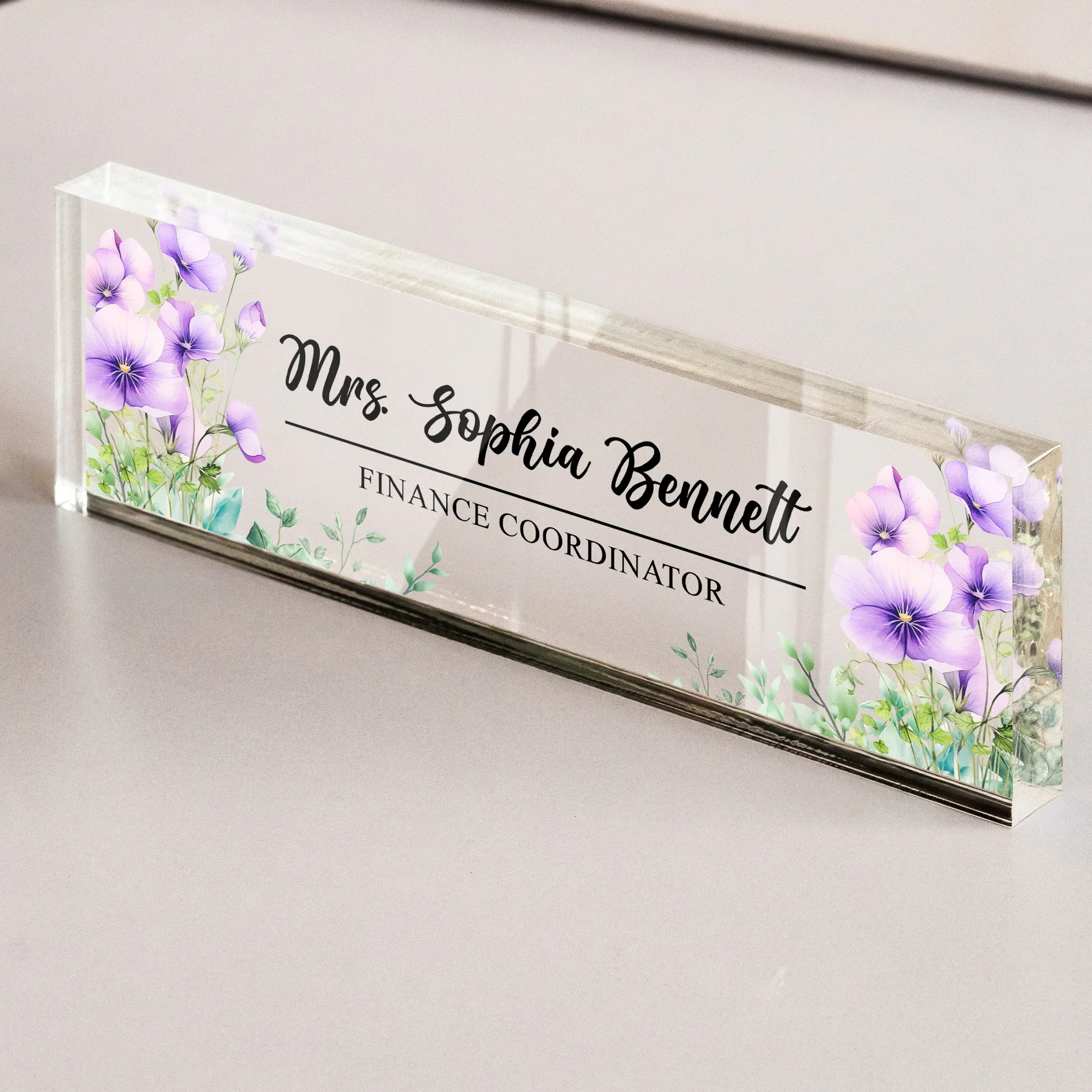 Personalized Rectangle Acrylic Block Plaque With Birth Flower Style Desk Decor, Unique Thank You Gift For Teacher Or Coworker - Image 6
