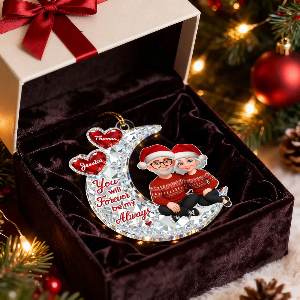 Acrylic Ornament You will Forever be my Always Moon Couple, Cozy Holiday Keepsake, Personalized Creative Gift for Couples - Image 10