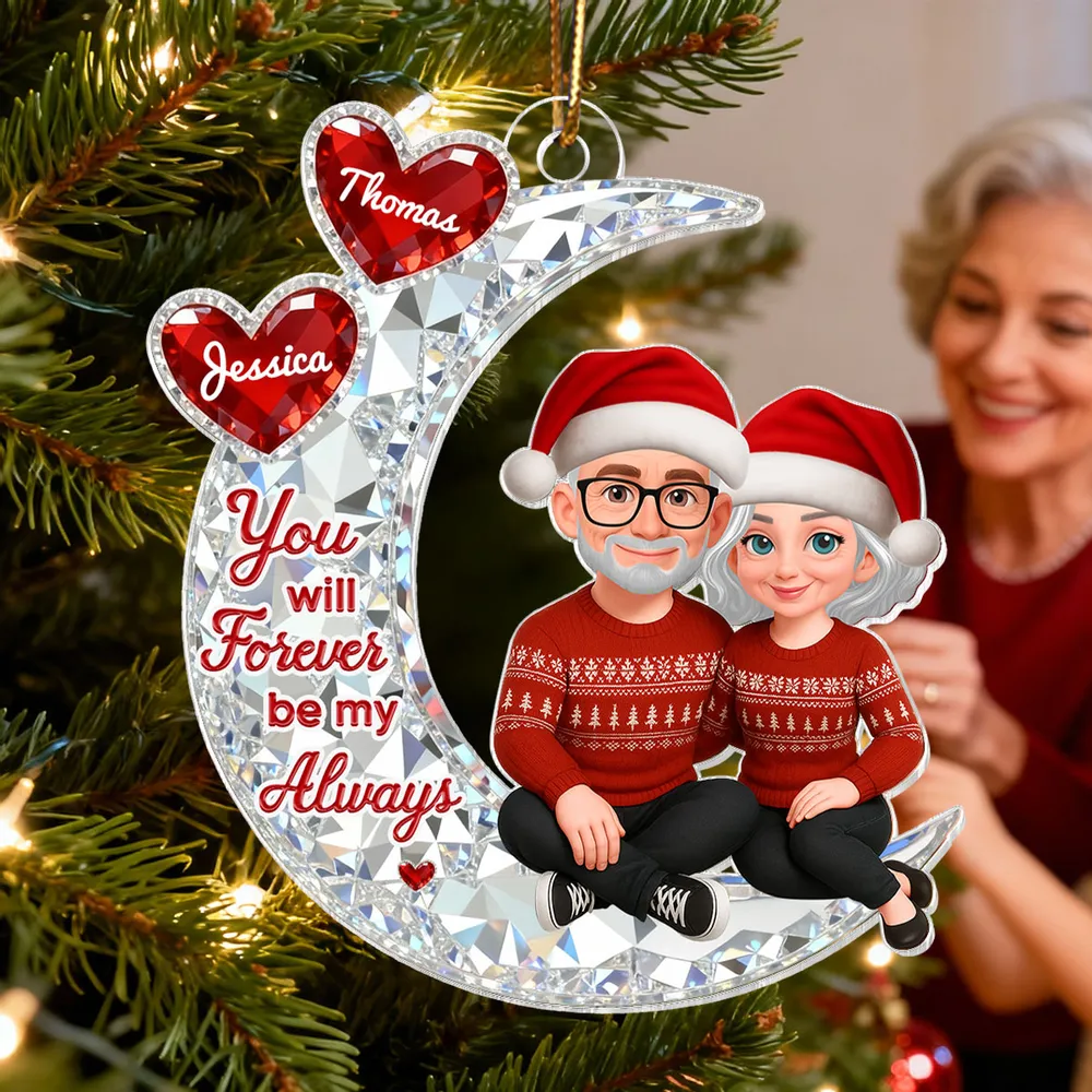 Acrylic Ornament You will Forever be my Always Moon Couple, Cozy Holiday Keepsake, Personalized Creative Gift for Couples - Image 5