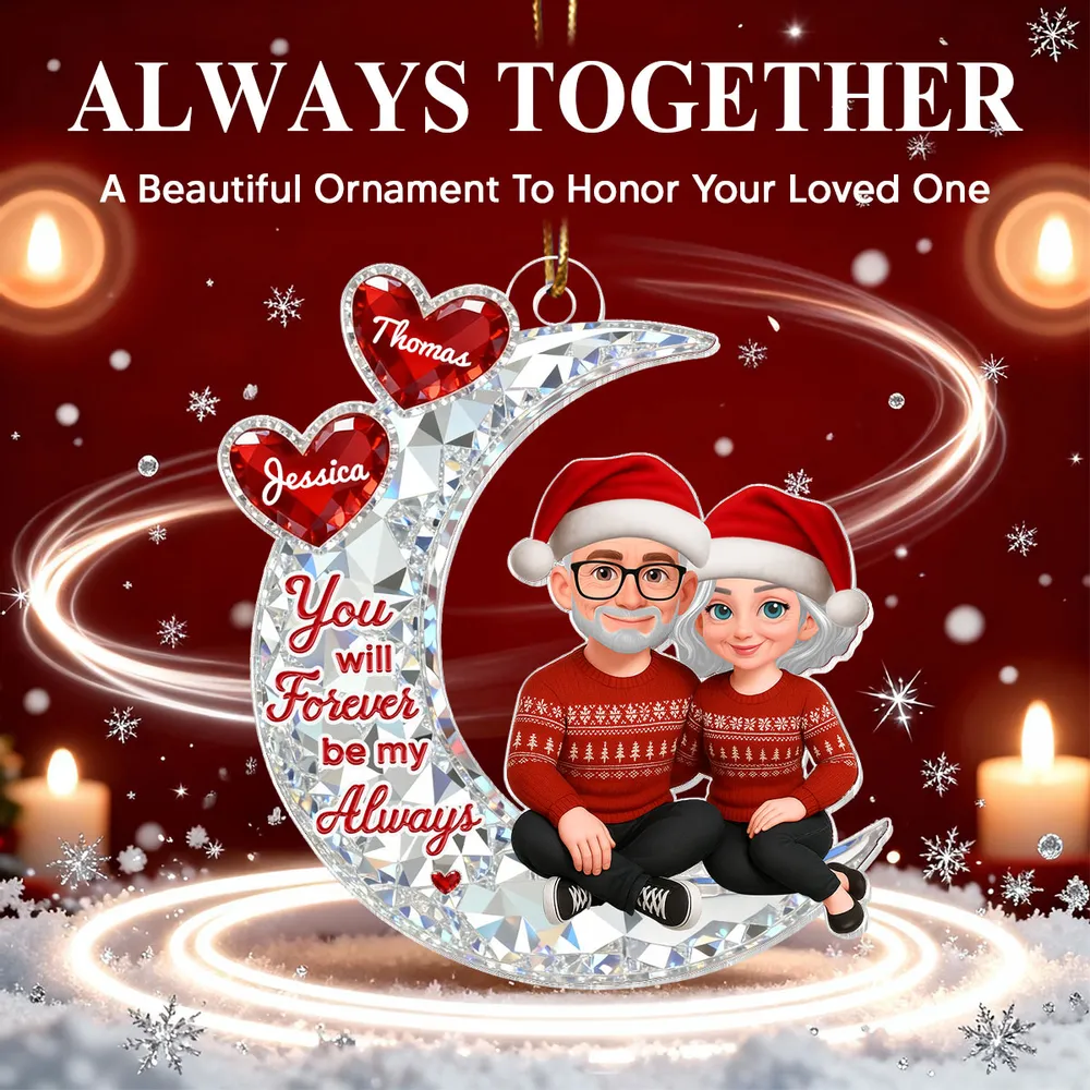 Acrylic Ornament You will Forever be my Always Moon Couple, Cozy Holiday Keepsake, Personalized Creative Gift for Couples - Image 9