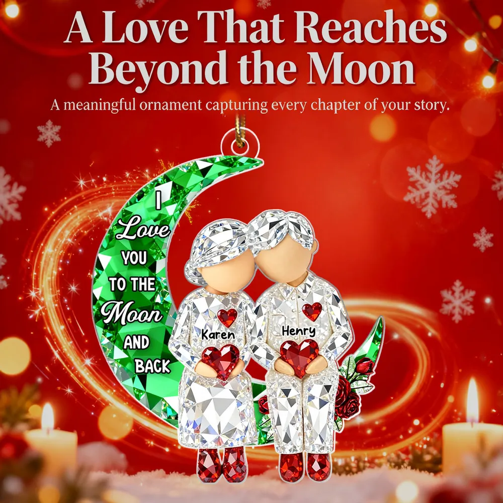 Personalized Acrylic Ornament Couple Love You to the Moon and Back Christmas Tree Decor, Unique Gift for Him or Her - Image 5
