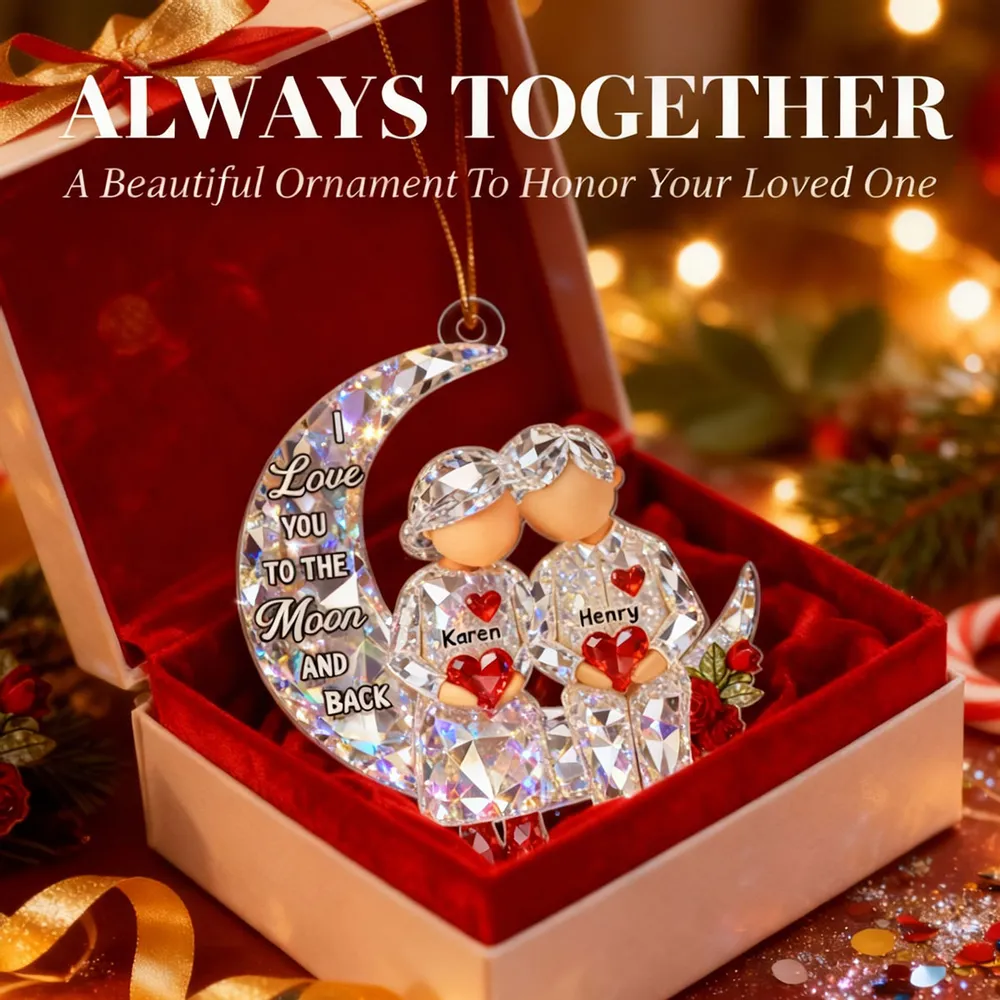 Personalized Acrylic Ornament Couple Love You to the Moon and Back Christmas Tree Decor, Unique Gift for Him or Her - Image 6