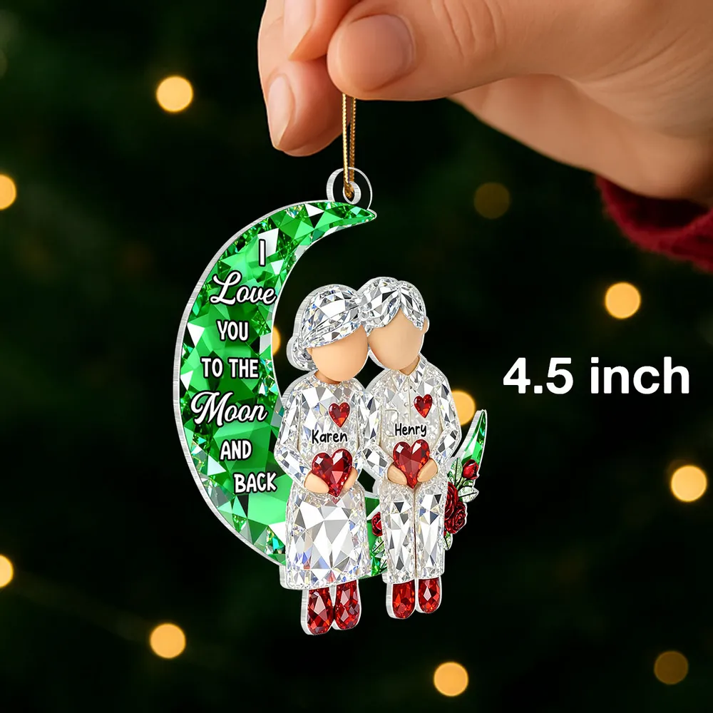 Personalized Acrylic Ornament Couple Love You to the Moon and Back Christmas Tree Decor, Unique Gift for Him or Her - Image 7