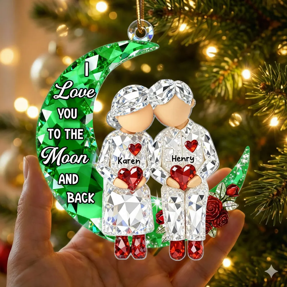 Personalized Acrylic Ornament Couple Love You to the Moon and Back Christmas Tree Decor, Unique Gift for Him or Her - Image 9