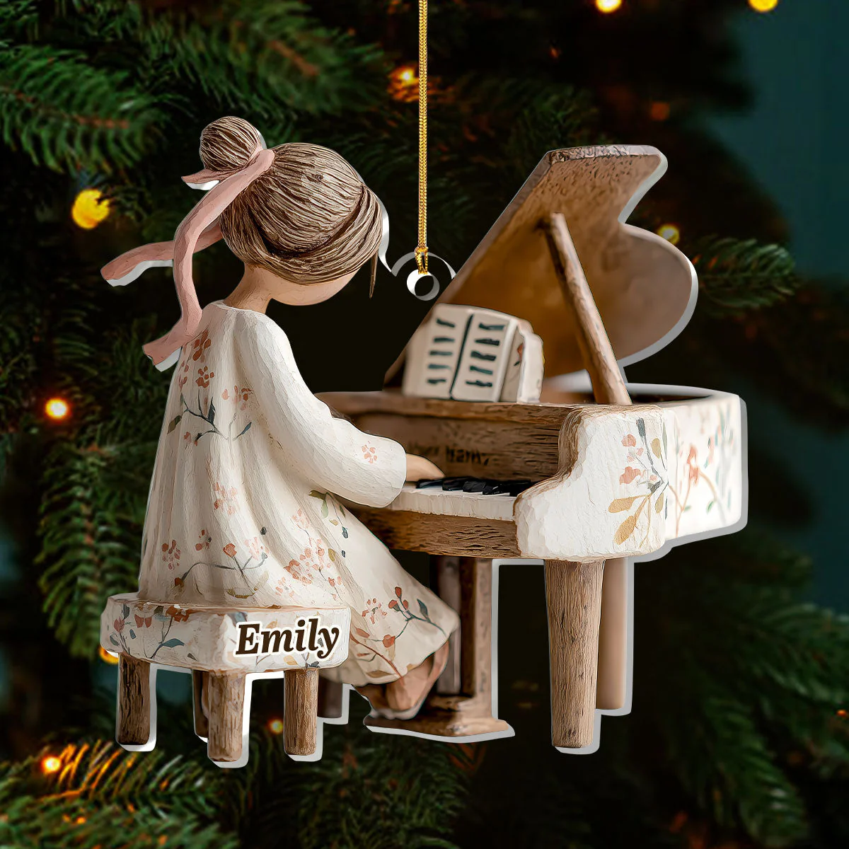 Acrylic Ornament of a Sweet Girl at the Piano, Personalized Keepsake for Holiday Celebration, Thoughtful Gift - Image 5
