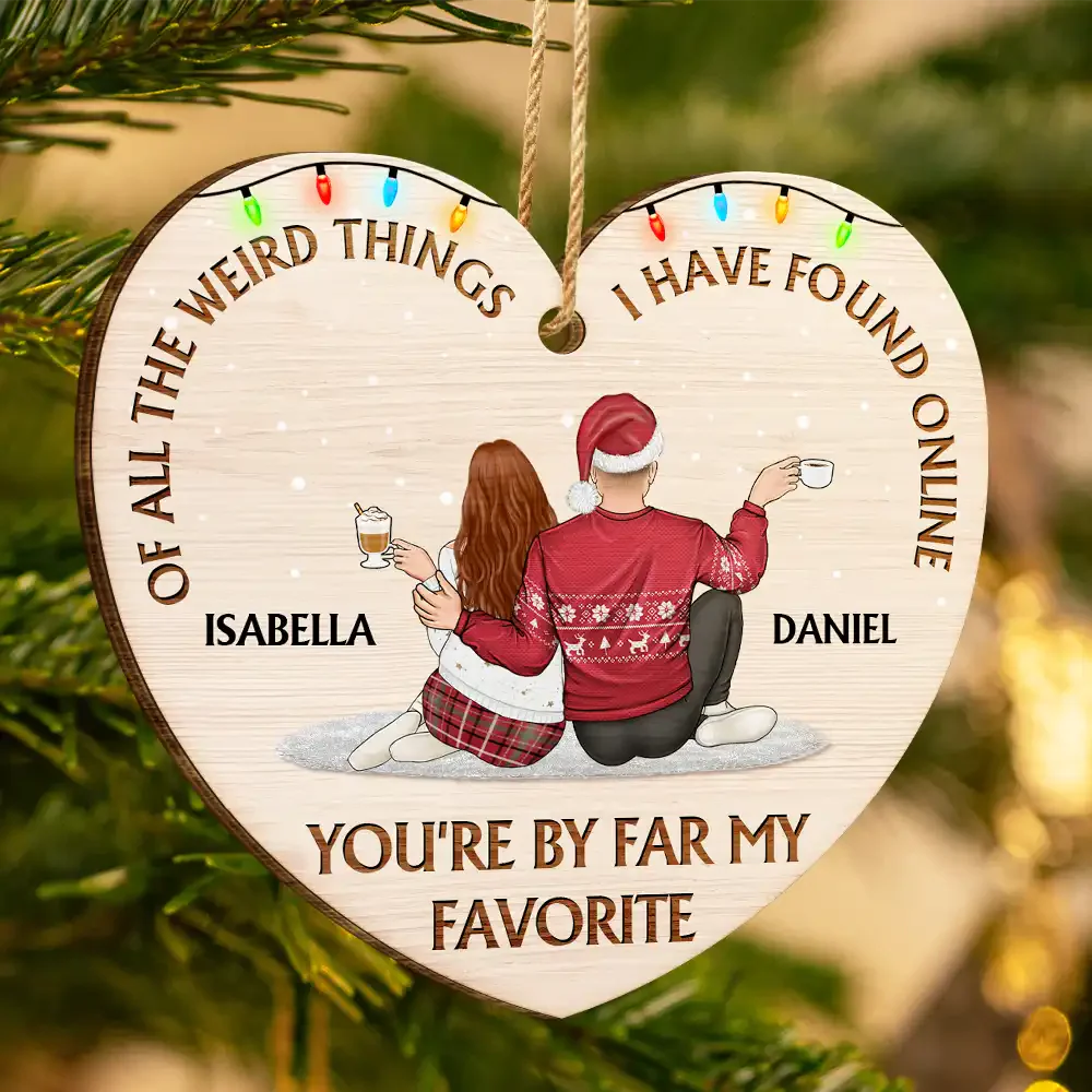 Personalized Couple Heart Wooden Ornament With Funny Love Quote, Cozy Christmas Tree Decor, Unique Gift for Husband or Wife - Image 3