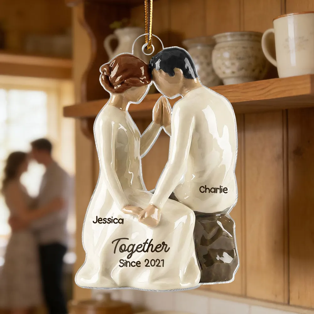 Personalized Acrylic Ornament Romantic Couple Holiday Tree Keepsake Soft Modern Look Unique Gift for Wife Husband or Couple - Image 6