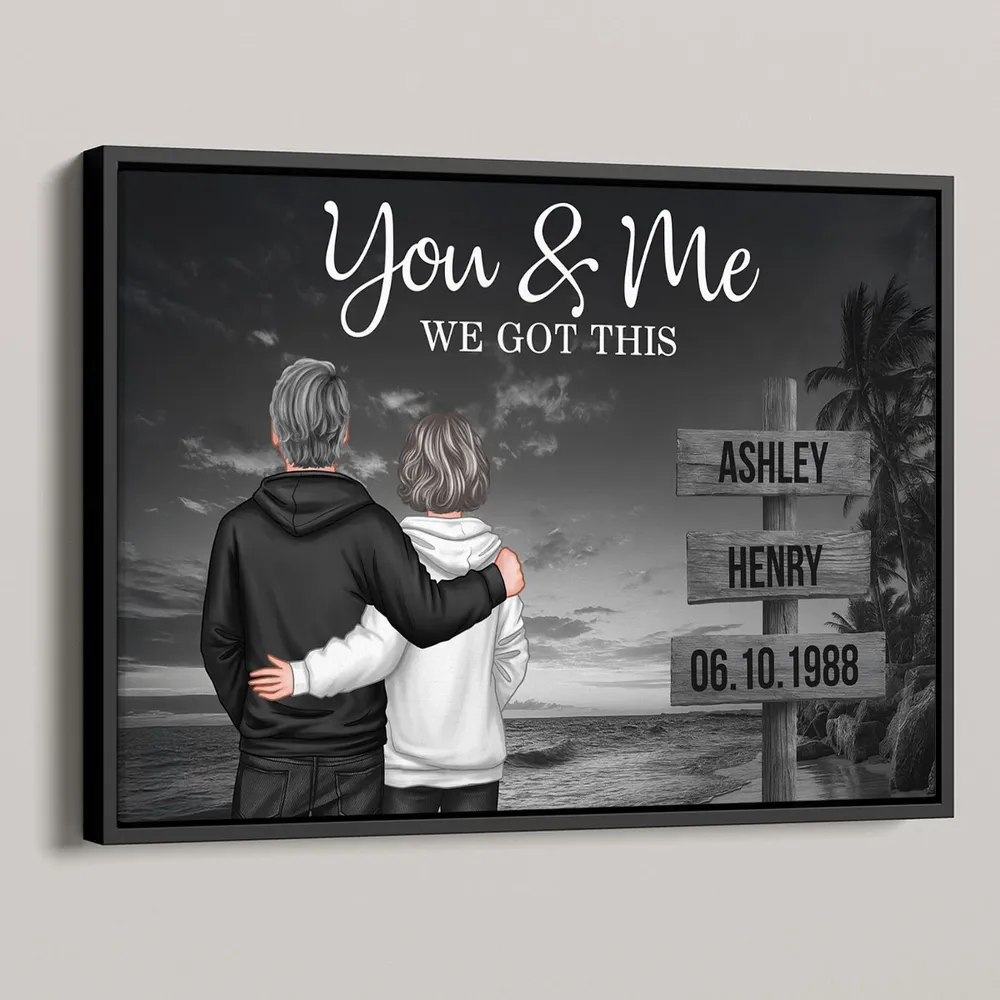 You & Me We Got This Personalized Poster, Sunset Beach Couple Wall Decor, Heartwarming Keepsake, Creative Gift - Image 2
