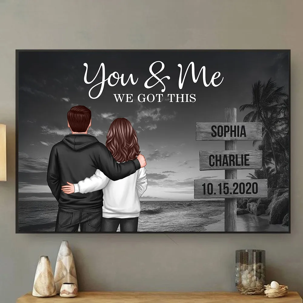 You & Me We Got This Personalized Poster, Sunset Beach Couple Wall Decor, Heartwarming Keepsake, Creative Gift - Image 4