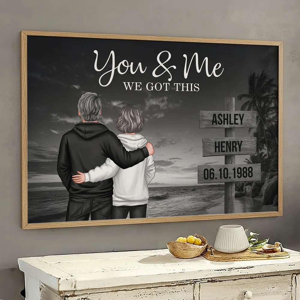 You & Me We Got This Personalized Poster, Sunset Beach Couple Wall Decor, Heartwarming Keepsake, Creative Gift - Image 5