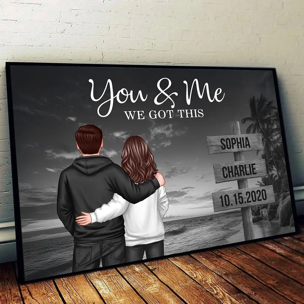 You & Me We Got This Personalized Poster, Sunset Beach Couple Wall Decor, Heartwarming Keepsake, Creative Gift - Image 6