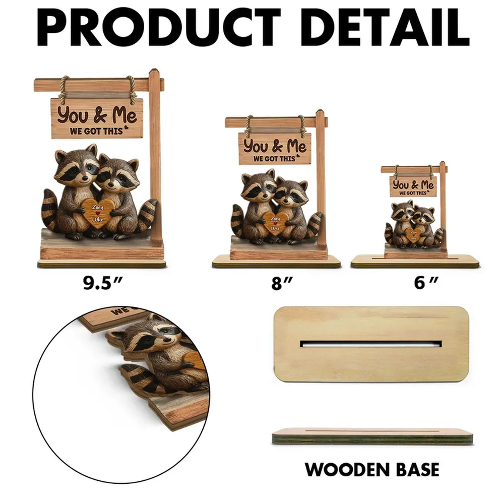Custom Wooden Sign with Cute Animal Characters, Heartfelt Together Since Keepsake, Unique Birthday Gift for Partner - Image 6