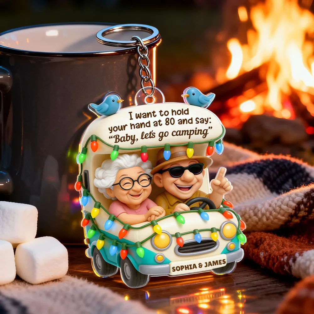 Acrylic Keychain Personalized Camping Couple Charm with Sweet Quote, Cute Daily Accessory and Unique Gift for Him or Her - Image 2