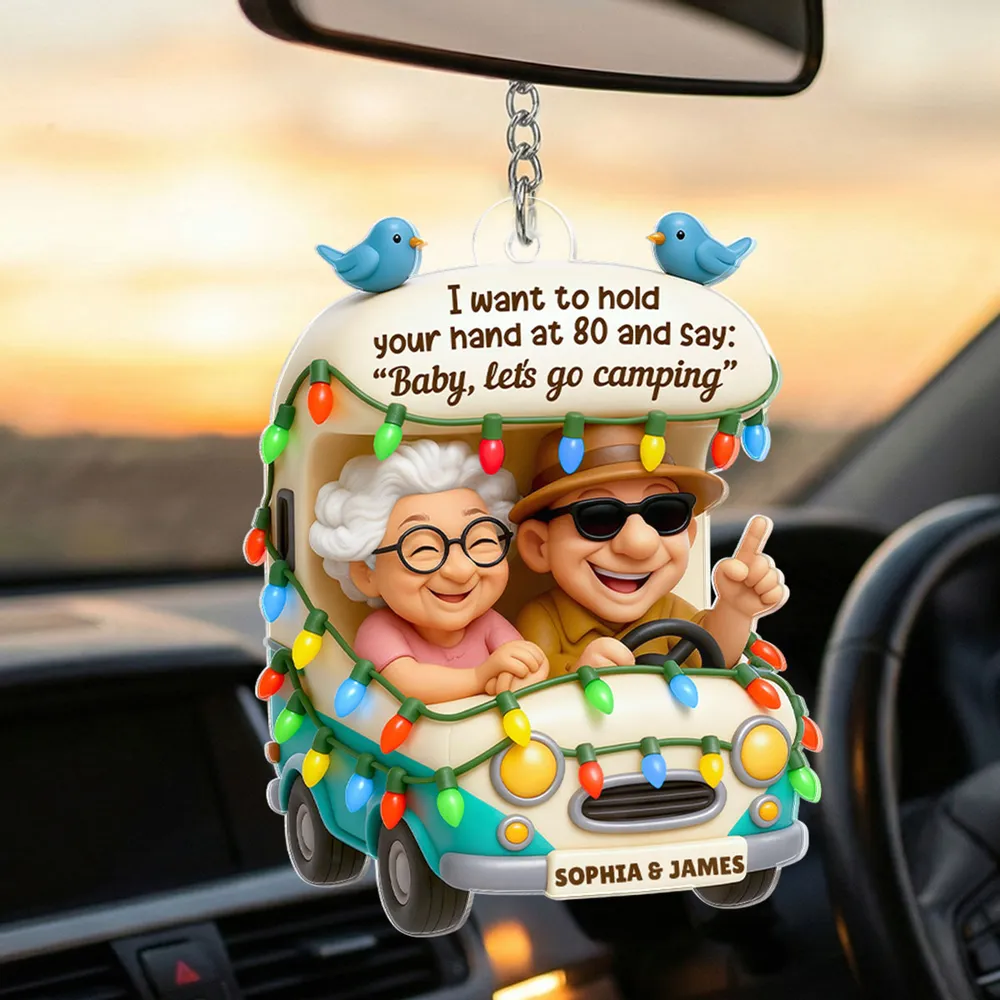 Acrylic Keychain Personalized Camping Couple Charm with Sweet Quote, Cute Daily Accessory and Unique Gift for Him or Her - Image 3
