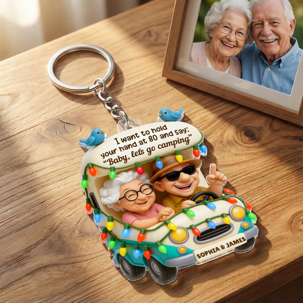 Acrylic Keychain Personalized Camping Couple Charm with Sweet Quote, Cute Daily Accessory and Unique Gift for Him or Her - Image 4