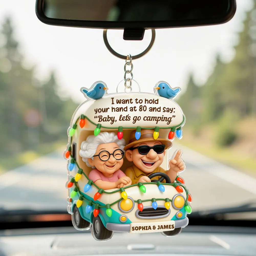 Acrylic Keychain Personalized Camping Couple Charm with Sweet Quote, Cute Daily Accessory and Unique Gift for Him or Her - Image 5