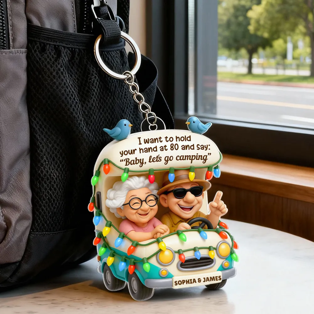 Acrylic Keychain Personalized Camping Couple Charm with Sweet Quote, Cute Daily Accessory and Unique Gift for Him or Her - Image 6
