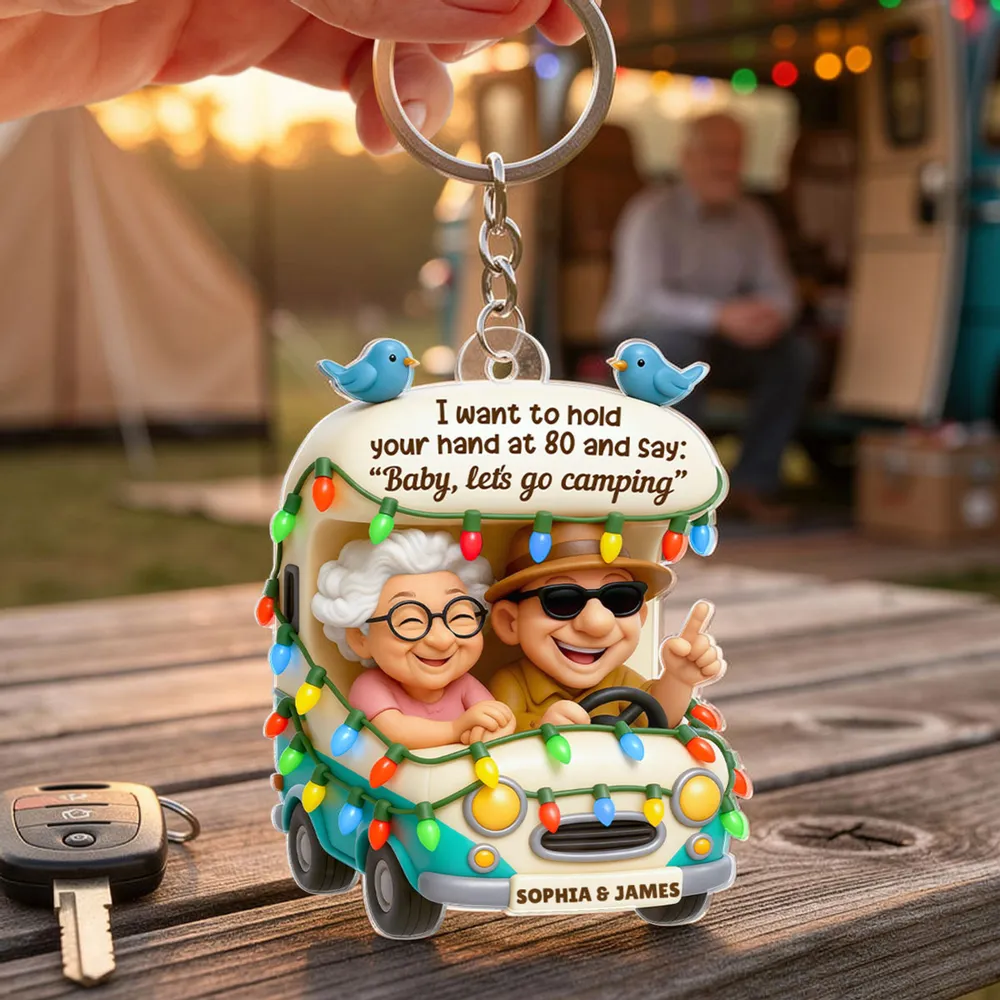Acrylic Keychain Personalized Camping Couple Charm with Sweet Quote, Cute Daily Accessory and Unique Gift for Him or Her - Image 7
