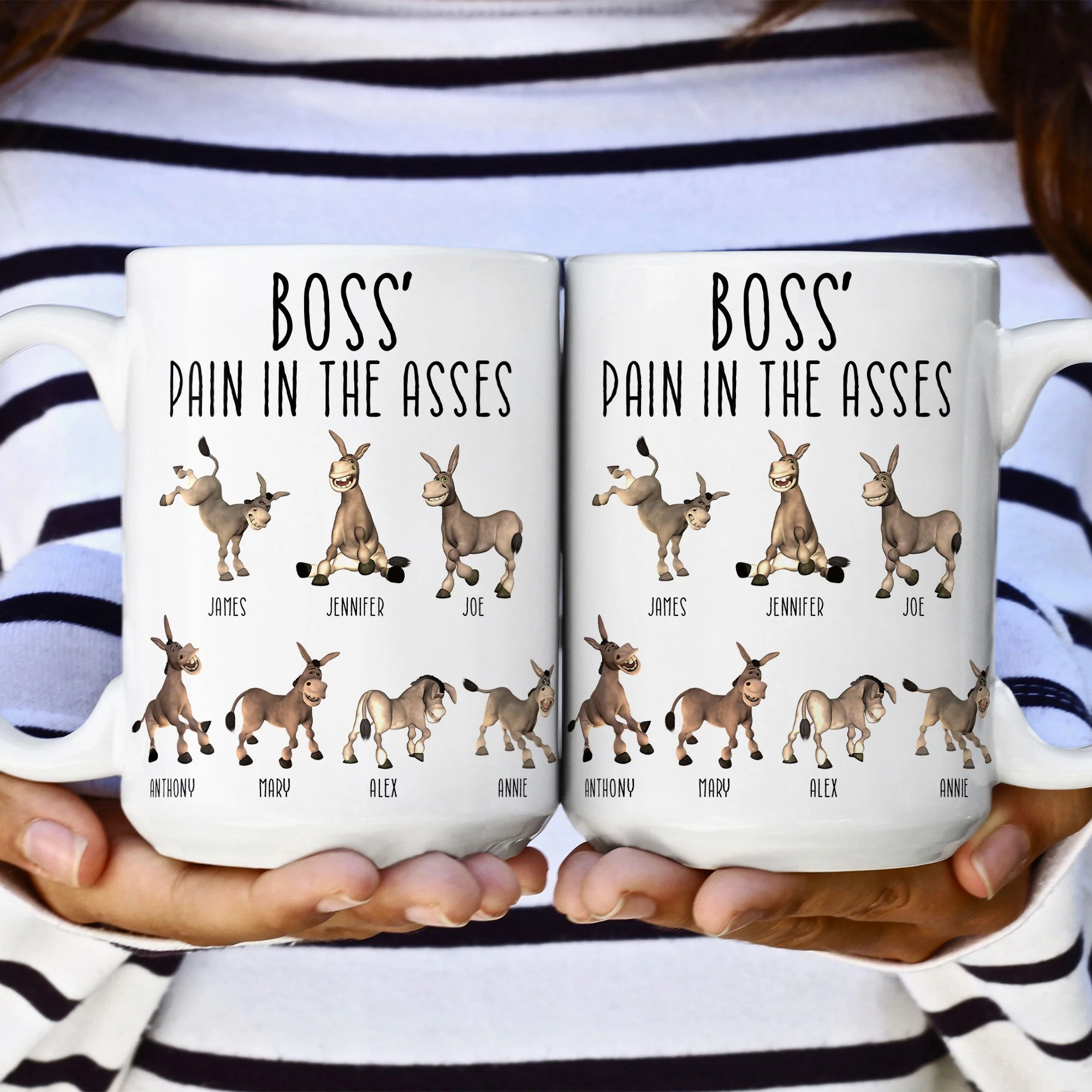 Boss' Pain in the Asses White Ceramic Mug, Personalized Office Humor Gift for Coworkers and Morning Coffee Smiles - Image 7