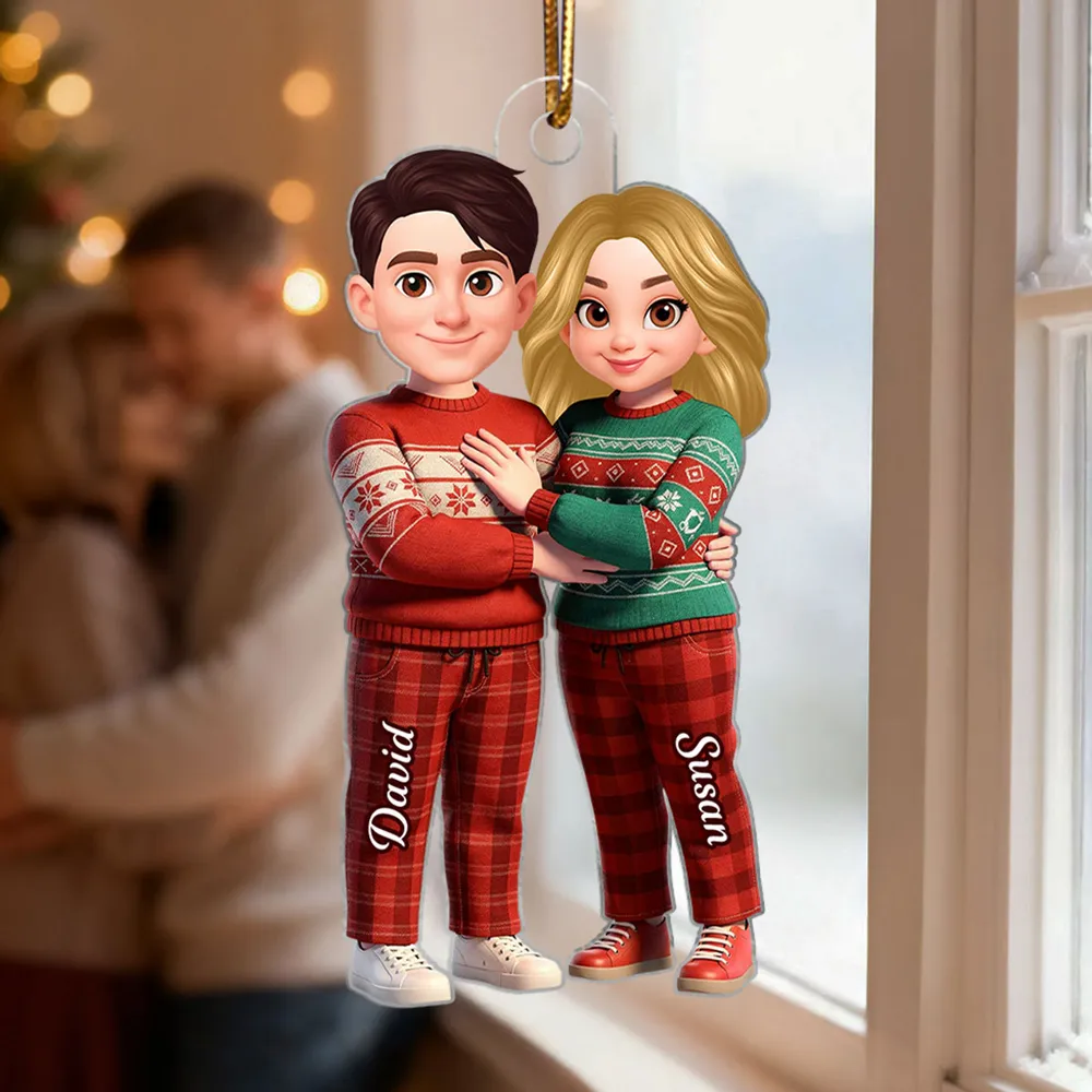 Custom Couple Acrylic Ornament, Cute Cartoon Partners in Matching Sweaters, Sweet Home Display Keepsake, Creative Gift - Image 6