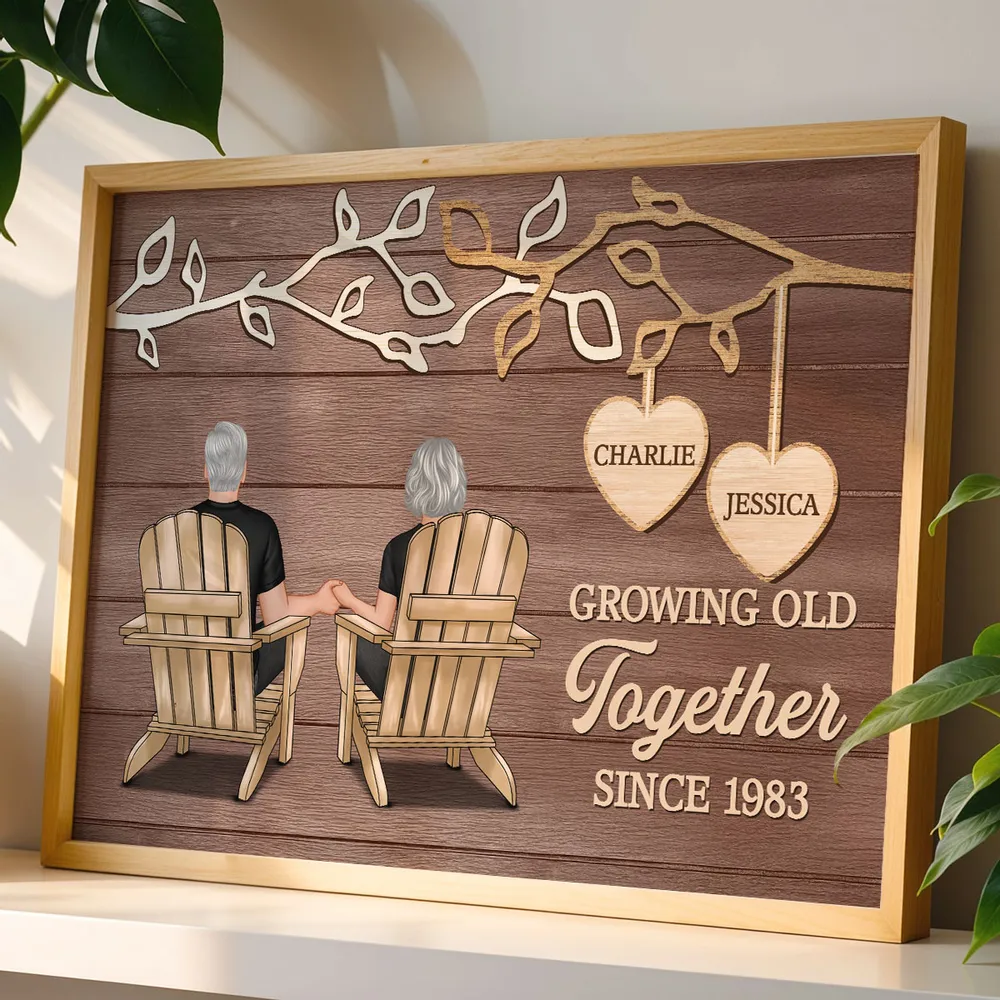 Growing Old Together Personalized Poster, Cozy Rustic Branch Couple Wall Art, Heartwarming Anniversary Or Housewarming Gift - Image 6