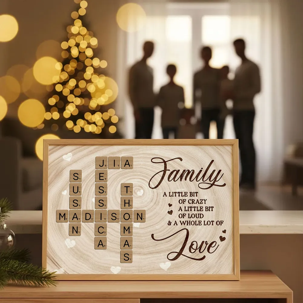Personalized Family Crossword Poster Wall Art, Rustic Wood Look, Unique Gift for Mom for a Whole Lot of Love - Image 6